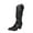 Black, variant on Women's Cowboy Mid Calf Riding Boots Slouch Knee High Boots for Women Wedge Heel Pointed Toe Tall Boot, Wide Calf, Pull-on