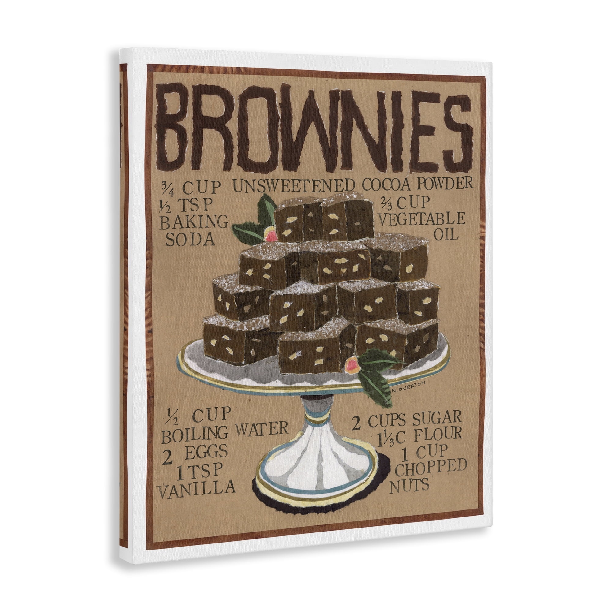 Stupell Industries Brownie Platter Recipe Food & Beverage Painting Gallery Wrapped Canvas Art Print Wall Art, 36 x 48