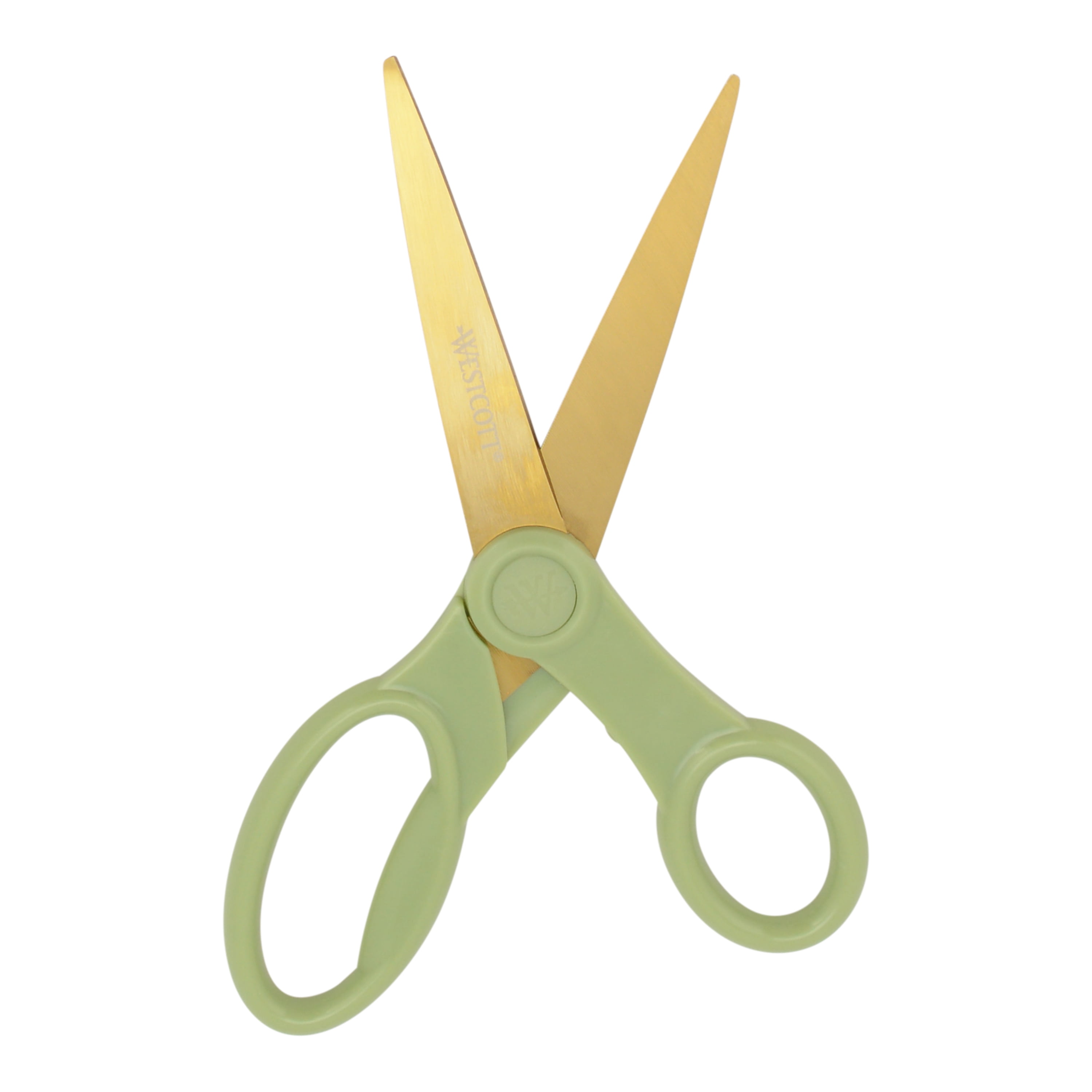 Westcott 8" Titanium Fashion Scissors with Gold Blades and Sage Green Handle, 1-Count