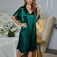 thumbnail image 5 of Womens Nightdress Solid Color Ice Silk Nightdress Summer Short Sleeve Gowns Underwear Sleepwear, 5 of 8