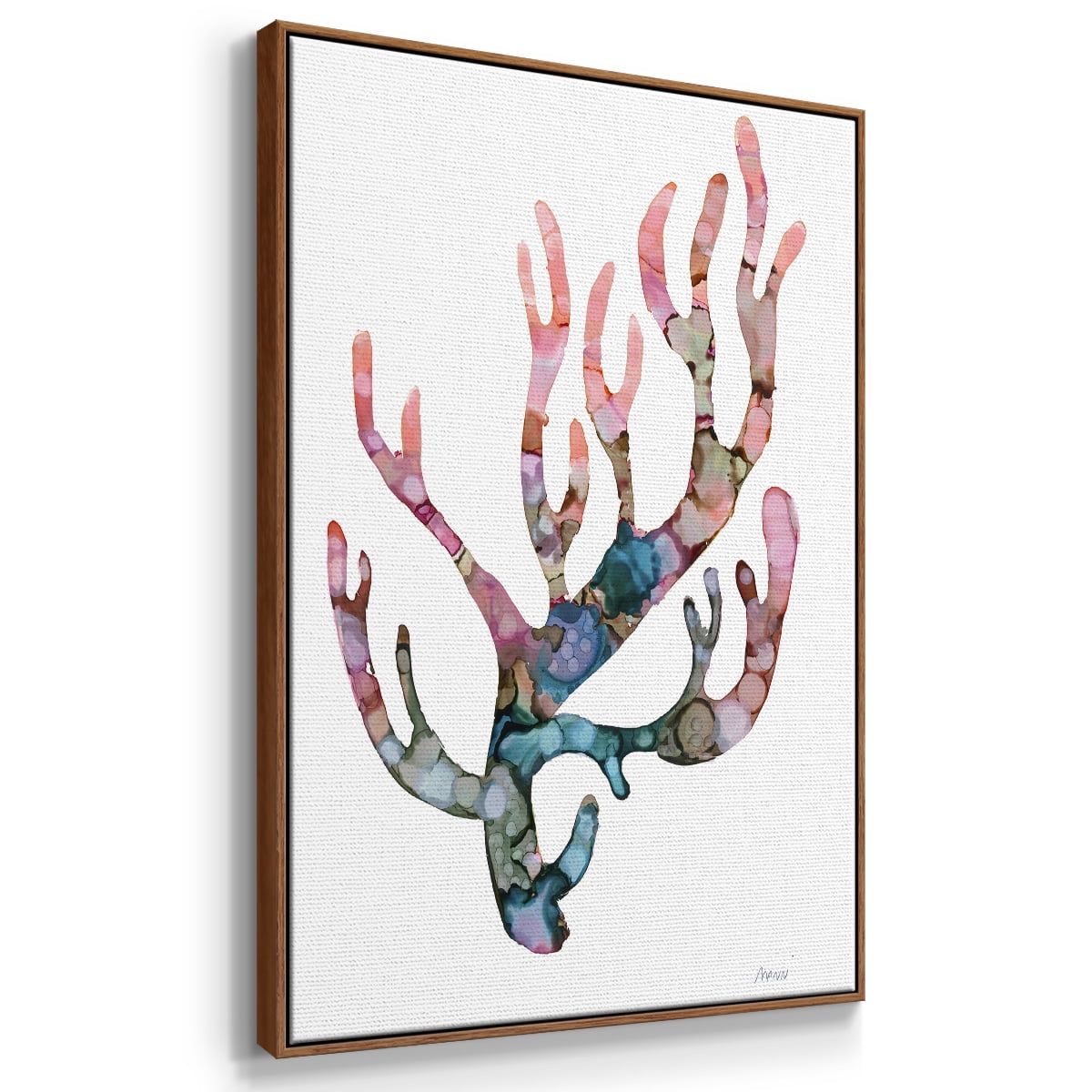Sea Coral II Framed Premium Gallery Wrapped Canvas - Ready to Hang - 25 x 37 - Walnut Floating Frame