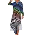 thumbnail image 2 of Robe en Chiffon Géométrique Néon Imprimé Vision Extraterrestre Robes de Plage Femmes Manches Longues Élégantes Col en V Graphique Oversize Robe Décontractée, 2 of 5