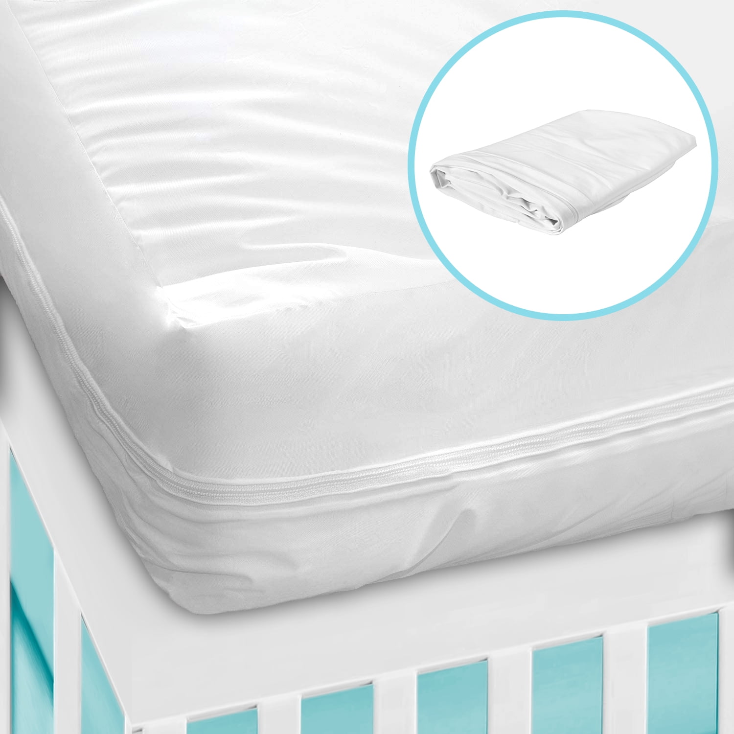 2-Pack 28' x 52' Deluxe White Zippered Vinyl Crib Mattress Cover