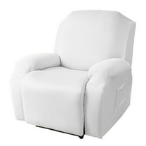 Recliner Chair Covers Stretch Recliner Cover(Recliner, White) 4 Pieces Recliner Couch Cover for Large Recliner with Pocket Elastic Bottom and Ties Furniture Protector for Pet