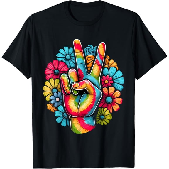 Love and Peace Tie Dye Flower Hippie T-Shirt, F847 Tshirt All Size S-5XL