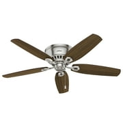 Hunter 52 inch Indoor Ceiling Fan with LED Lights - Ceiling Fan with Pull Chain, For Bedroom, Living Room, or Kitchen, Low Profile Mount, No Remote, 5 Blades - Builder 53328, Brushed Nickel