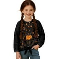 thumbnail image 3 of Xoenoiee Pumpkin Mushroom Candle Print Blouses for Girls Halloween Casual Long Sleeve Tie Knot Front Shirts for Girls Loose Round Neck Little Kids Crop Top, 5-6 Years, 3 of 7