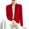 thumbnail image 4 of Jxximdong Cardigans for Women, Long Sleeve Ice Silk Knit Skirt V Neck Cardigan, Women's Bolero Shrugs Red, 4 of 5