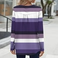 thumbnail image 4 of XuJwPNcy Womens Long Sleeve Striped Henley Tops Casual Loose Fit Color Block Blouse Spring Fall Tunic Shirts(Purple,Medium), 4 of 7
