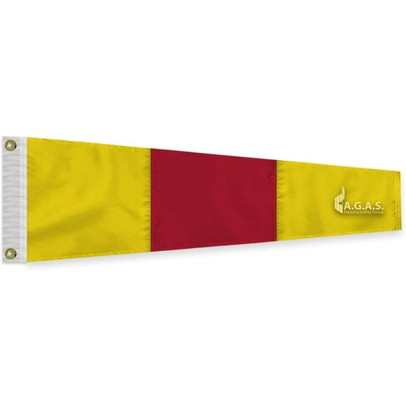 AGAS No 10 Pennant Code of Signals - 16 In x 3 Ft - Printed 200 Nylon - Quadruple Stitched Edges - Solid Brass Grommets Canvas Heading - Number 10 Signal Flag - Size 2.