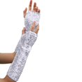 thumbnail image 4 of Sparkly Evening Gloves for Women - Stretchy Metallic Party Accessory, Stage/Performance (Glam & Bold) Under 5$, Yubnlvae Stylish Glitter Gloves Sequin Long Gloves , White, One Size, 4 of 6