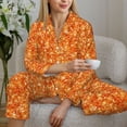 thumbnail image 4 of Goofa Orange Glitter Printed Women’s 2 Piece Pajama Set Super,Pajamas Women's Long Sleeve Sleepwear Soft Button Down Loungewear Pjs Lounge Set Nightwear-Large, 4 of 9