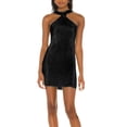 thumbnail image 1 of Qmyliery Women Sheath Dress, Solid Color Twist Halter Neck Short Skirt, Sleeveless Off-the-shoulder One-piece, 1 of 3