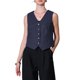 thumbnail image 1 of CHALECO FORMAL DE NEGOCIOS SIN MANGAS DE LINO PARA MUJERES INSPIRAR CHIC, CON BOTONES Y CUELLO EN V, TAMAÑO L, AZUL OSCURO, 1 of 5