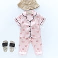 thumbnail image 7 of Baby Girl Outfits Winter Short Sleeve Cartoon Prints Sleepwear Tops Pants Set Boys Pajamas Pink L, 7 of 7