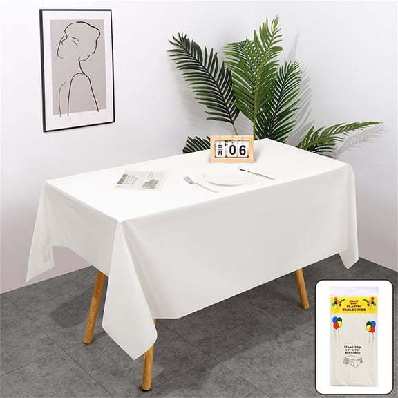 Rectangular Water-Resistant Plastic Tablecloth,Heavy Duty Disposable Table Cover for Parties Weddings Banquets and Events,Multiple Solid Colors,Beige