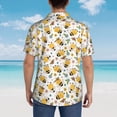 thumbnail image 6 of Balery Bee and Flowers Print Men's Hawaiian Shirts Short Sleeve Beach Shirt Relaxed Fit Vacation Button Down Shirts-Large, 6 of 9
