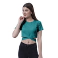 thumbnail image 2 of Moomaya Women Criss Cross Hem Top Short Sleeve Round Neck Tee Shirt Blouse Tops, 2 of 6