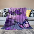 thumbnail image 2 of ARISTURING Flower Butterfly Purple Flannel Blanket Gifts for All Seasons Throw Blanket 50x60in, 2 of 6