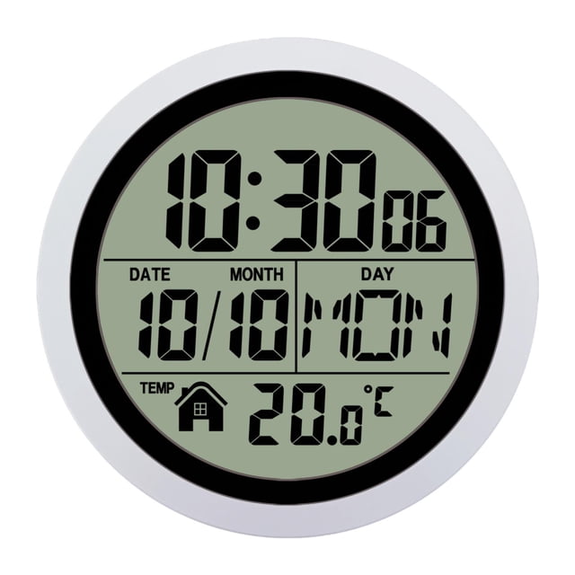 Reloj de ducha digital con indicador de fecha y temperatura interior, reloj de pared pequeño para cocina Plata