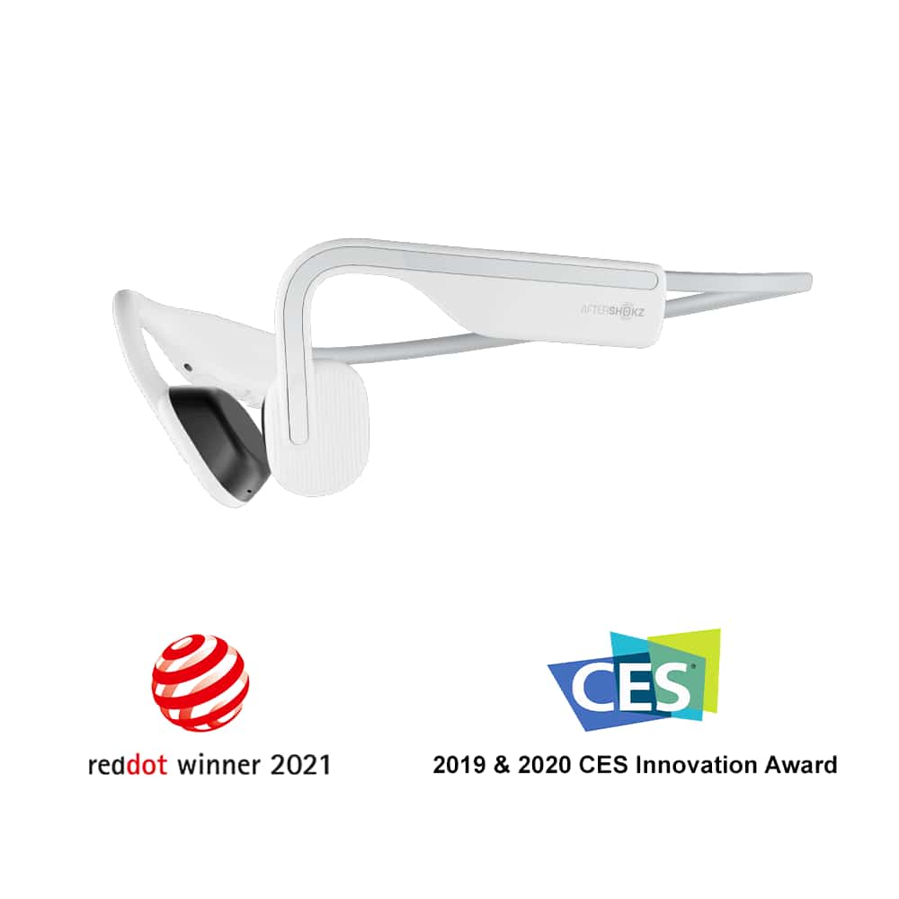AfterShokz OpenMove Wireless Bone Conduction Headphones Bluetooth 5.0 Open Ear for Sports (Alpine White)