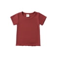 thumbnail image 5 of xiaxaixu Couleur Unie Manches Courtes Col Rond Pull + Pantalon Taille Haute, 5 of 5
