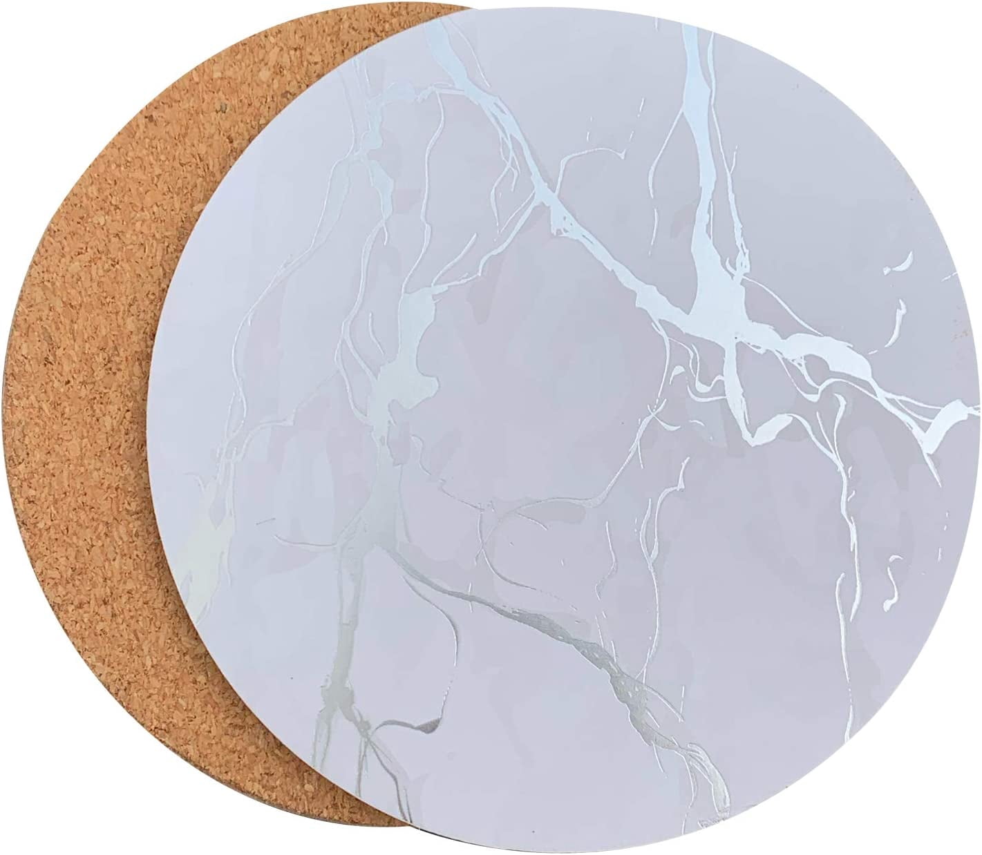 Dainty Home Marble Cork Granite Designed Cork Textured Round Coaster Set