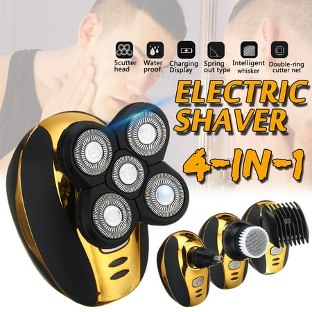 Body Hair Razor - 4 In 1 5 heads Electric Shaver 4D Men Bald Head Beard Razor USB Rechargeable Waterproof Shaver Body Hair Trimmer Clipper Groomer for Dry & Wet