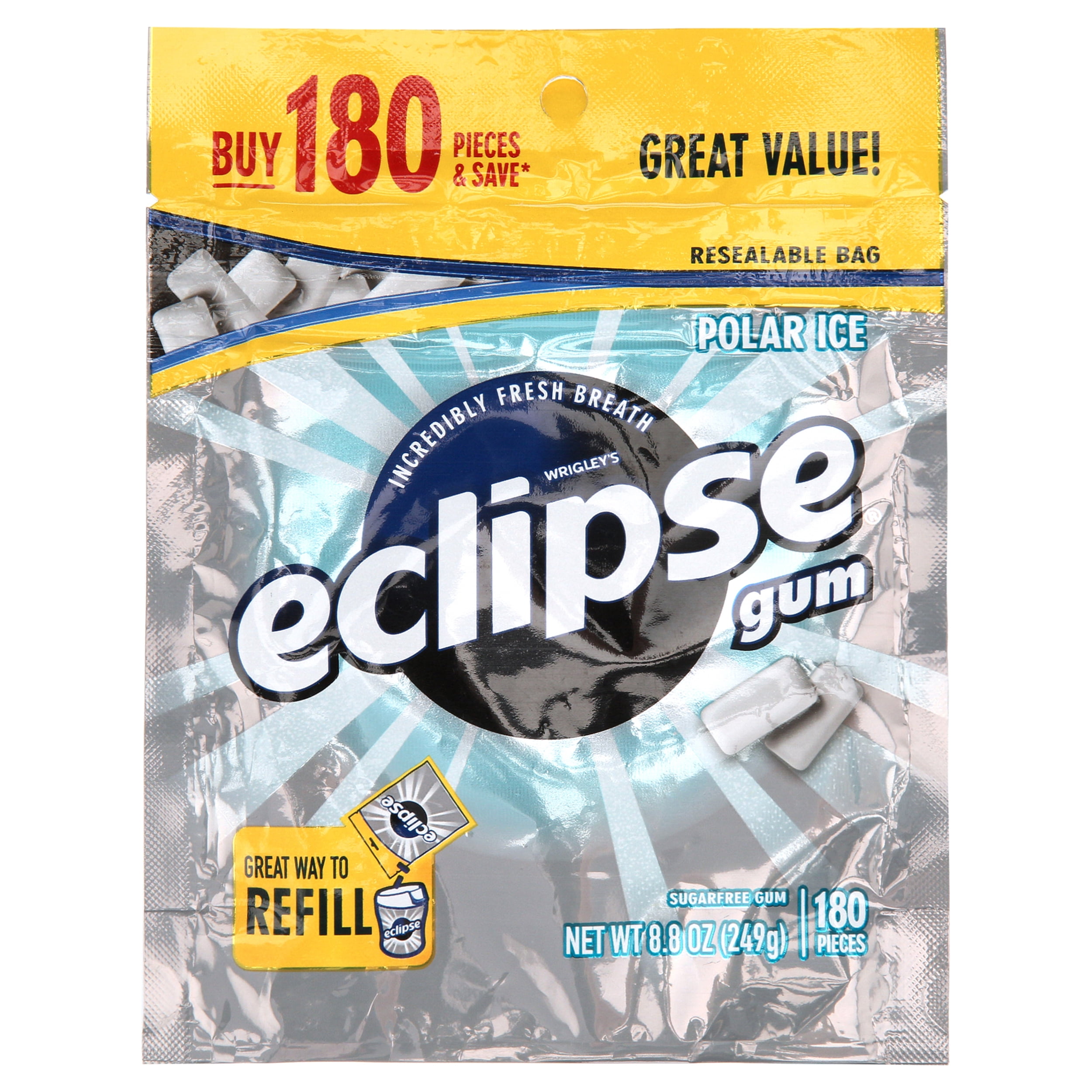Eclipse Gum, Polar Ice, Sugar Free, 180 Piece Bag