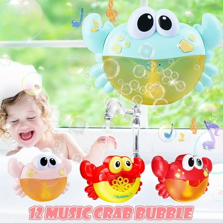 Blue/Pink/Red Crab Bubble Machine Music Bubble Maker Foam Pump Making Machine Bath Baby Bath Shower