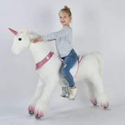 MSYMY Horse Best Birthday Gift for Girls.Action Pony Toy, Rocking Horse. Large 44'' for Children 6 Years Old to Adult, Amazing Birthday Surprise.Unicorn with Pink Horn.