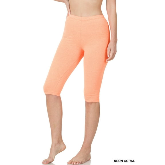 Zenana Premium Cotton Capri Knee Length Leggings Multiple Solid Colors Womens Sizes S-3X