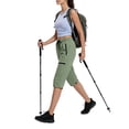 thumbnail image 4 of Women's Lightweight Nylon Cargo Pants with Zipper Pockets, Elastic Waist, Quick Dry, Multi-Pockets, Summer Outdoor Hiking Jogging, Cropped Trousers for Women | UKHCCC,Army Green M, 4 of 8