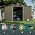 thumbnail image 4 of ASJMR 10x8 Ft Metal Storage Shed with 1 side window and 2 Lockable Doors,All Weather Outdoor Gardening Tool Storage Room,Brown, 4 of 6