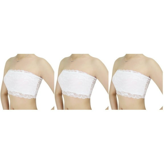 Set of 3 Strapless Lace Bras for Women, Comfortable Top Support, Perfect for Everyday and Special Occasions