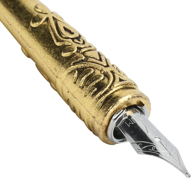 Feather Quill Pen And Ink Set, Feather And Stainless Steel Quill Pen And Ink Set Feather Pen Witth European Style for Art Craft Collection