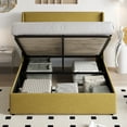 thumbnail image 2 of Einfach Full Size Lift up Platform Storage Bed Frame with Fabric Upholstered Wingback Panel Headboard, Olive Yellow, 2 of 9