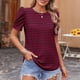 thumbnail image 2 of Tops de Manga Corta para las Mujeres Suelto Ajuste Impreso Cuello Redondo Camiseta Suelta Superior, Poliéster Verano Primavera, 2 of 5