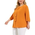 thumbnail image 5 of Agnes Orinda Women's Plus Size Tops Work Round Neck Ruffle Chiffon Blouse Office Top 3X Orange, 5 of 8