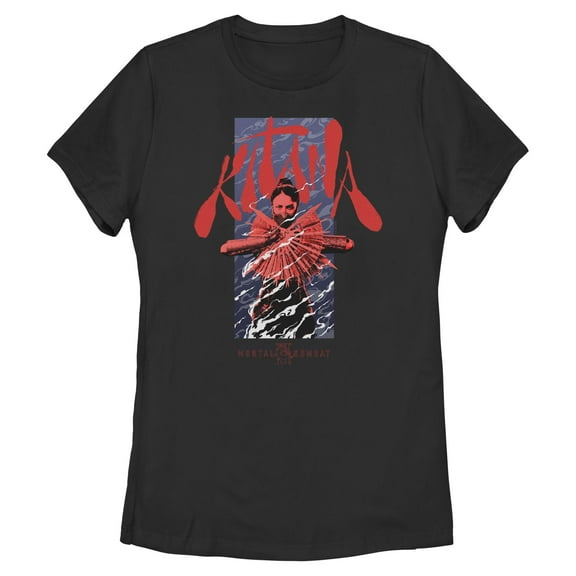 Womens Mortal Kombat II Kitana Red Steel Fan Pose T Shirt