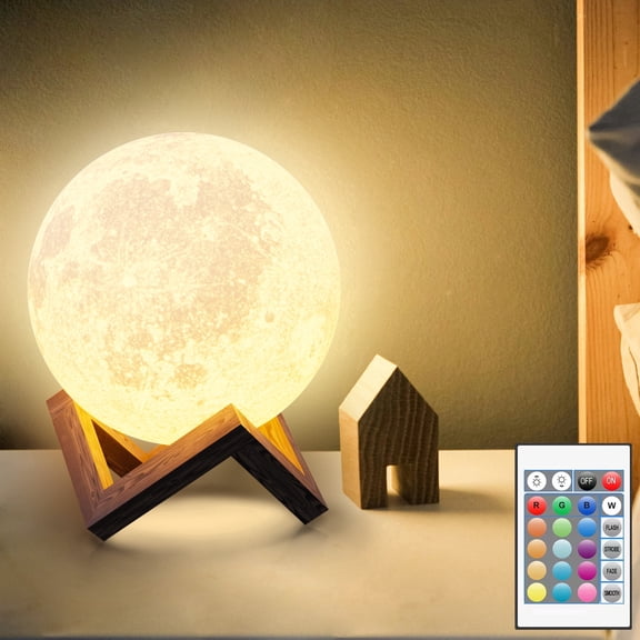 VOLIVO Moonlight Night Light for Kids Adults, 4Inch/3D Printing Moon Lamp Night Lamp for Bedroom Decor, 16 Color Moon Decor for Kids Bedroom Decor
