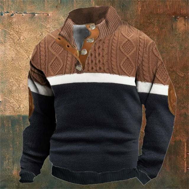 TINZ 2025 Chandail en Molleton d'Hiver pour Hommes Imprimé Numérique 3D Col Montant Mode Décontracté Rétro à Manches Longues Sans Capuche Ensemble de Chandails en Molleton pour Hommes Grands