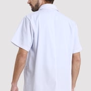 Xfvqtps Professional Lab Coat for Men and Women Short Sleeve Doctor Uniform with 3 Pockets Laboratory Jacket Thin Style White