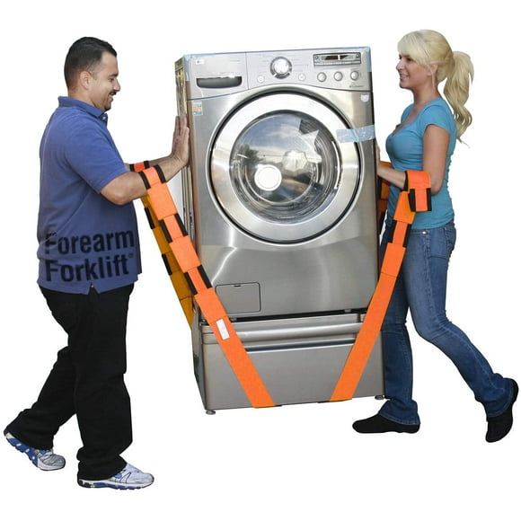 SHAR 2 person forearm forklift lifting and moving straps; Lift, move and transport furniture, appliances, mattresses or any item up to 800 lbs. Safely and easily like a pro, Orange