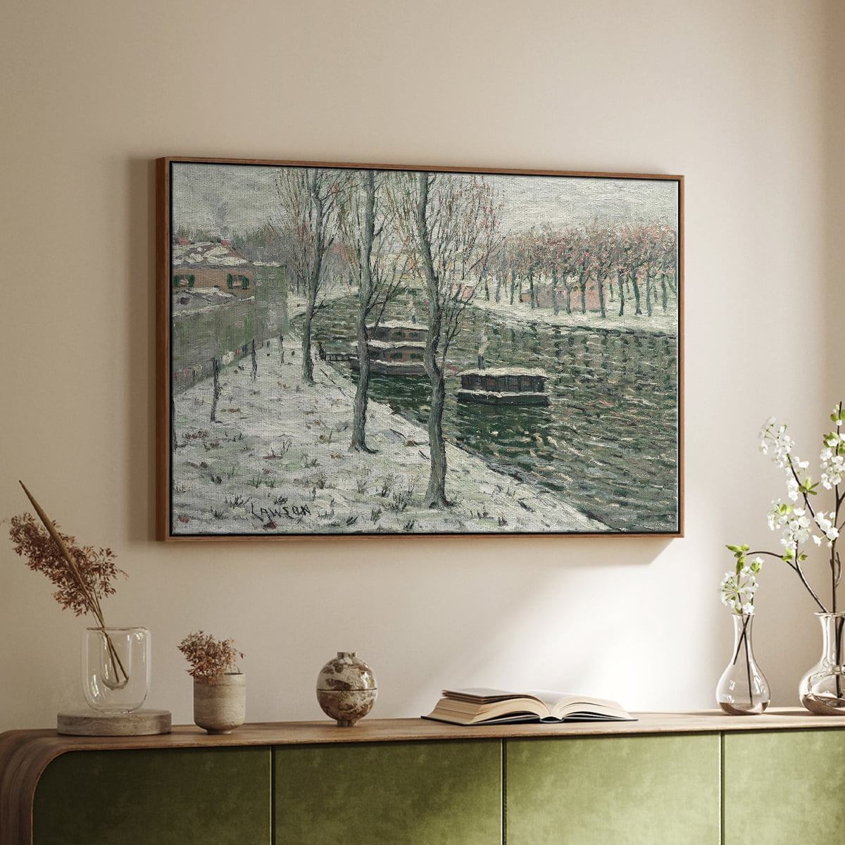 Vintage Landscape-CLXVI By Wexford Home Framed in Walnut Wood Gallery Wrapped Canvas 25 in. x 37 in.