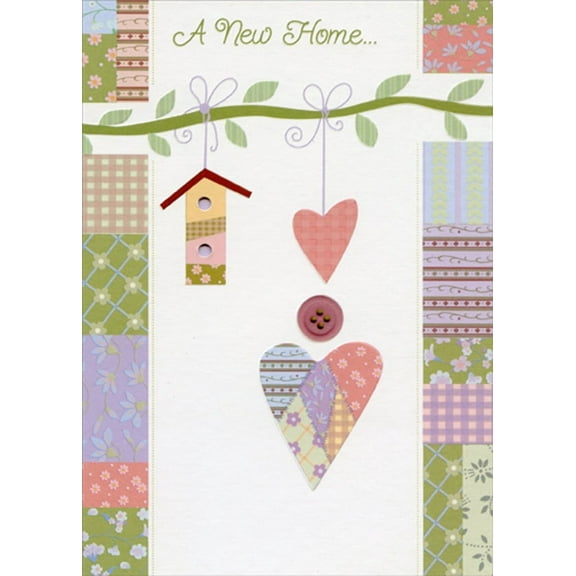 Designer Greetings Birdhouse with Die Cut Windows and Heart on String New Home Congratulations Card