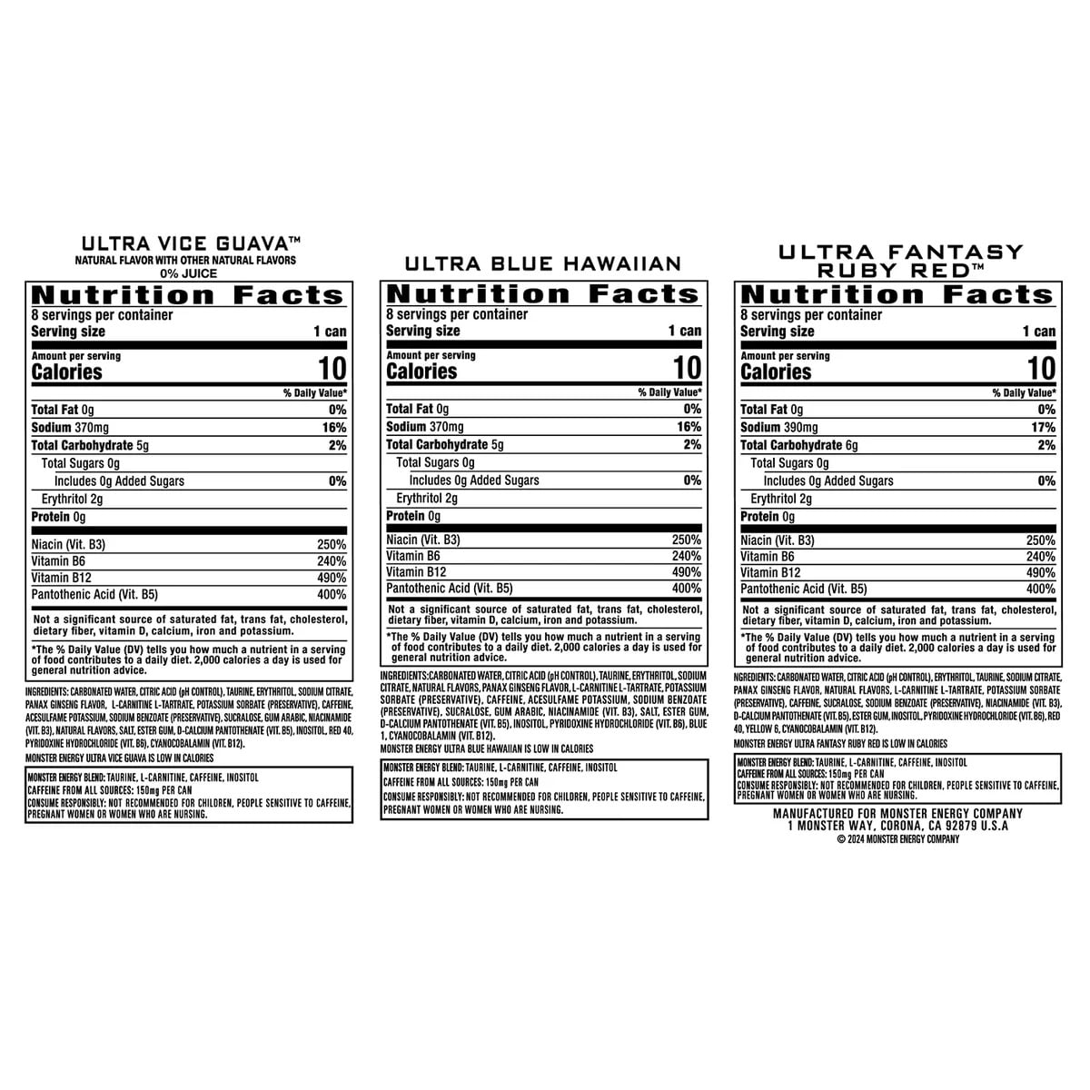 Monster Energy Drink, Zero Sugar, Variety Pack, 16 Fluid Ounce (Pack of 24)