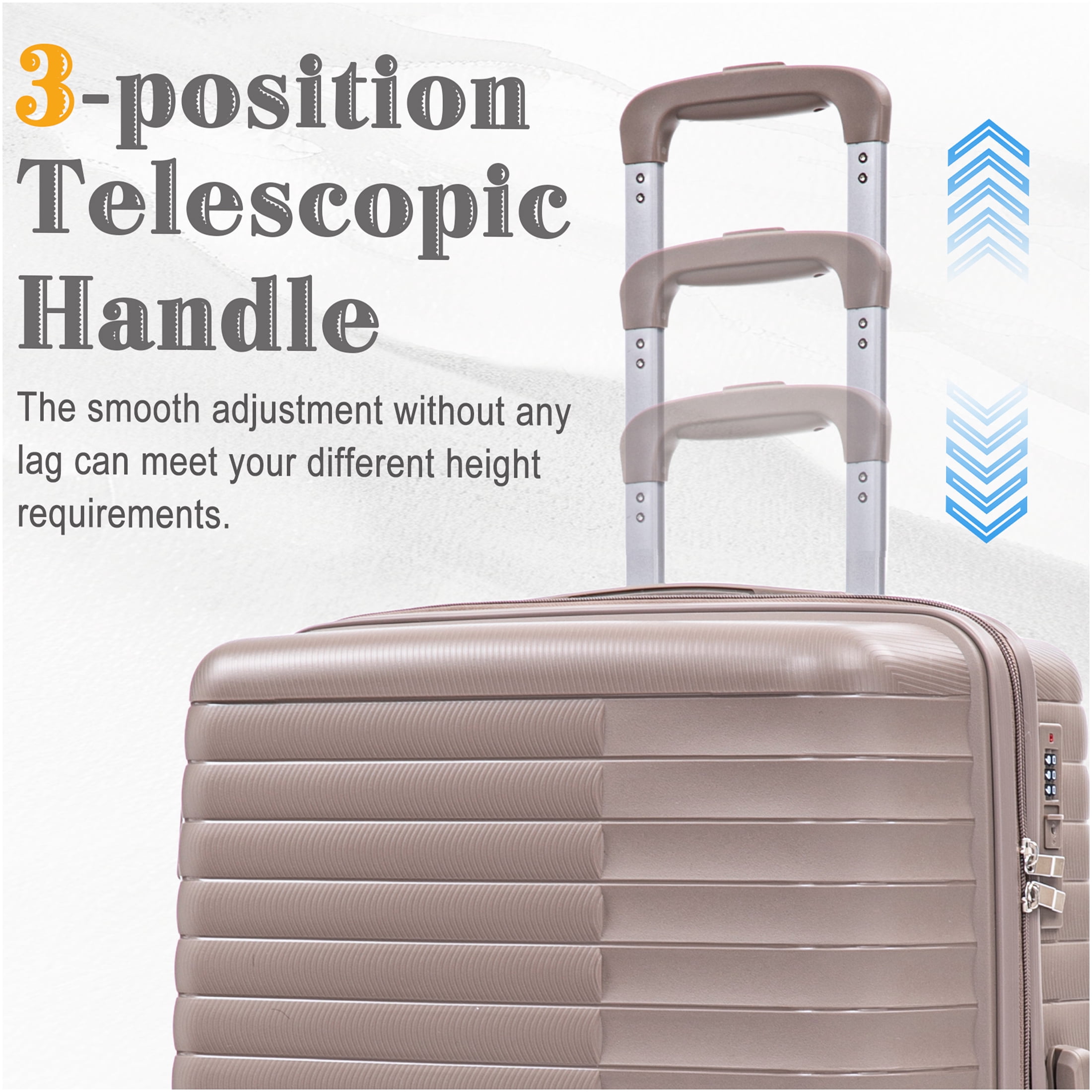 JERFIT 4-Piece Luggage Set with Cosmetic Case, Hardside Spinner Suitcases with TSA Lock, Lightweight Carry On Checked Luggage for Travel
