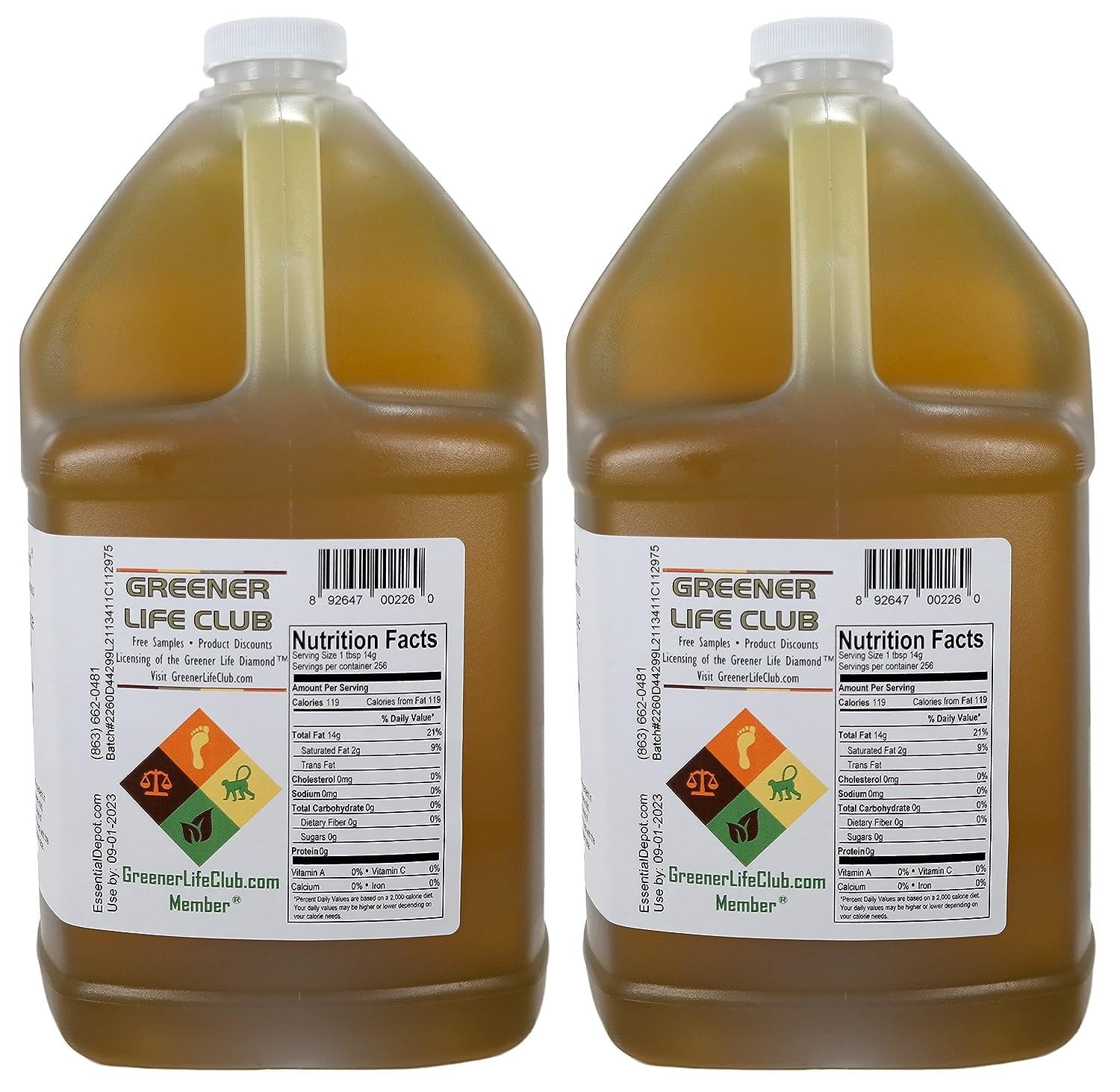 Olive Oil - Pomace Grade - Food Grade - 2 Gallons 256 oz - 2 x 1 Gallon Containers - safety sealed HDPE container with resealable cap