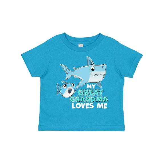 Inktastic My Great Grandma Loves Me with Cute Sharks Boys or Girls Toddler T-Shirt